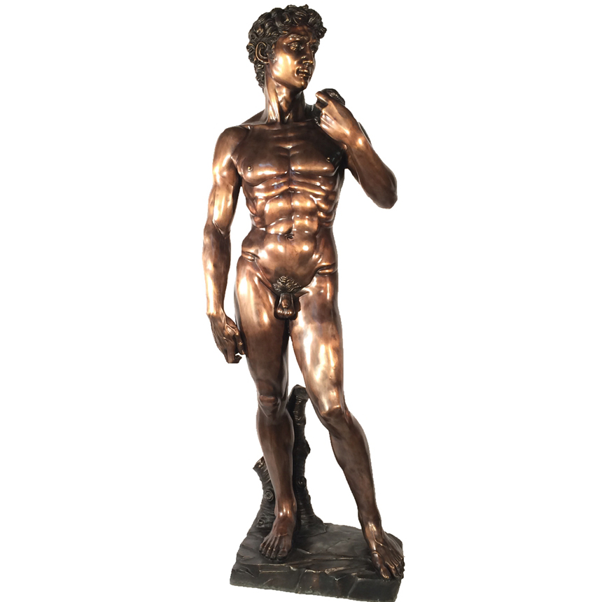 Nude male figure bronze davide statue